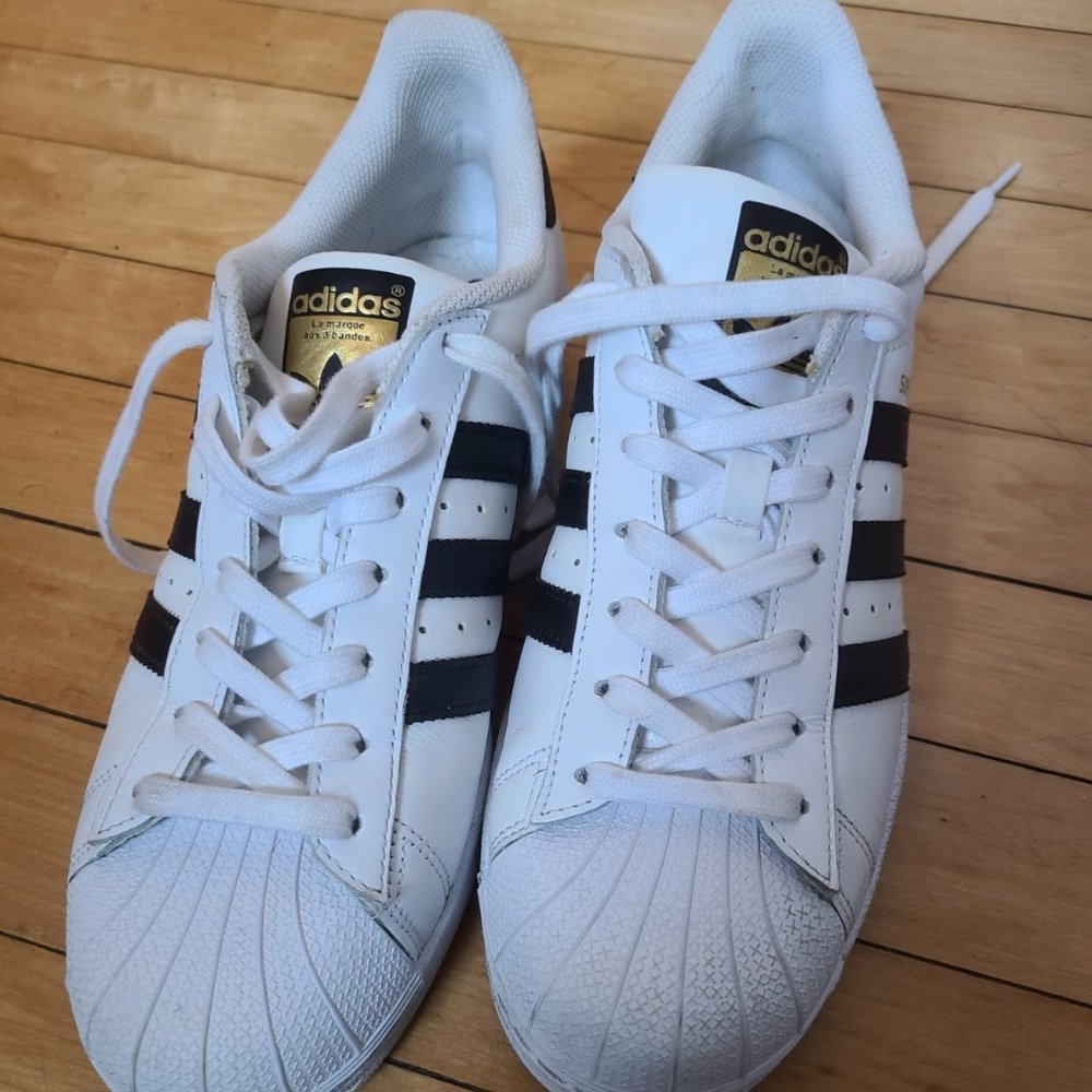 Adidas Superstar Cloud White and Core Black Sneakers 9.5M
